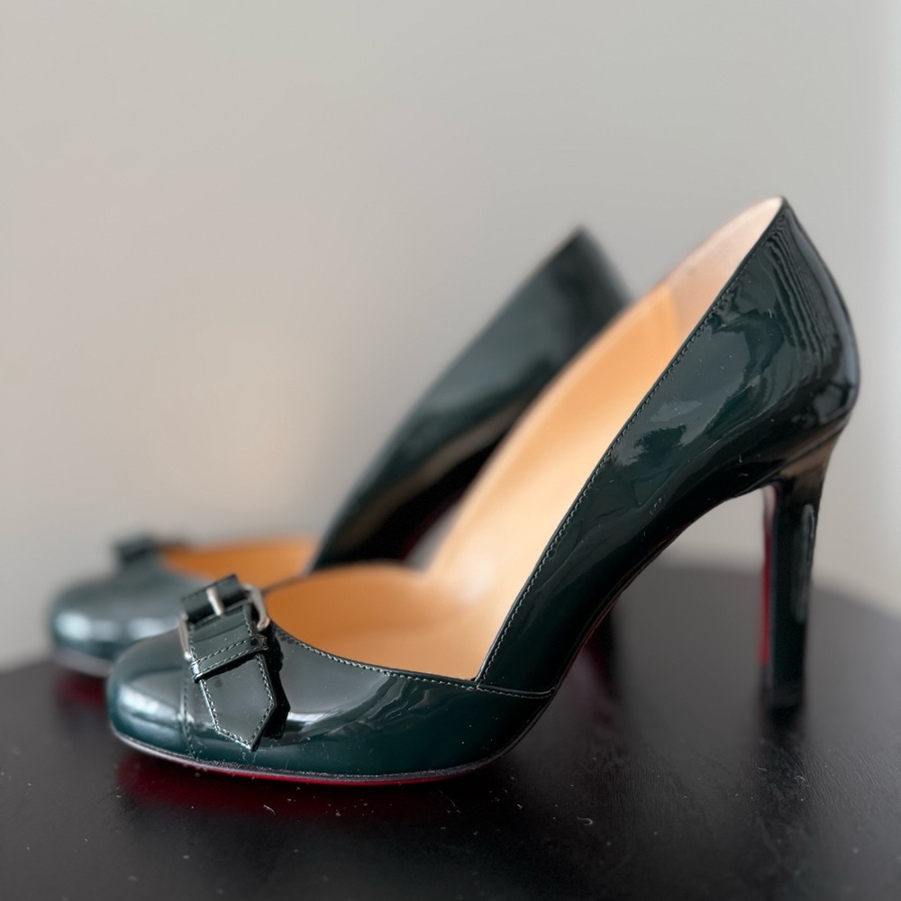 Christian Louboutin Dark Green Patent Leather Lilibelt 85 Pumps - US 6 (36) NWT - Picture 3 of 8